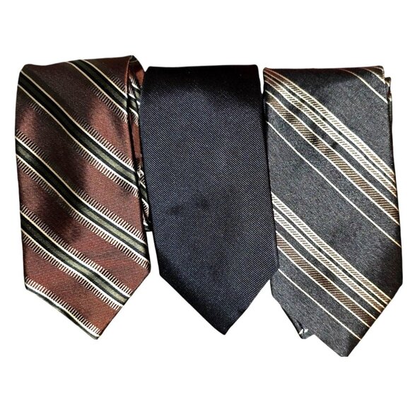 3 Ties JOS Banks Signature Collection & Paul Fredrick Silk 2 Striped 1 Solid - Picture 1 of 7